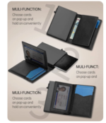 YE TREE Smart Airtag Wallet for Men Rfid Pop Up Metal Credit Card Holder Genuine Leather Card Case Aluminum Man's Wallet Airtag