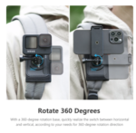 Vamson 360 Degree Rotary Backpack Clip for Insta 360 X3 Chest Shoulder Clamp Mount for Insta360 One X2 X3 Dji Action 3 GoPro 11