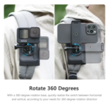 Vamson 360 Degree Rotary Backpack Clip for Insta 360 X3 Chest Shoulder Clamp Mount for Insta360 One X2 X3 Dji Action 3 GoPro 11