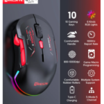 Wireless 10000DPI Macro RGB Gaming Mouse 10 Programmable Keys Rechargeable Game Mouse Charging RGB Light Left handed Left hand
