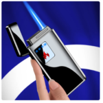 Electricity Blue Flame Ice Plating Digital Display Power Touch Sensor Windproof Jet Cigar Torch Lighter Without Gas