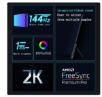 15.6 / 17.3 inch 2K 144hz Portable Monitor FreeSync Touchscreen 1ms Anti-blue Light HDMI-compatible Hidden Stand Gaming Display - Image 2