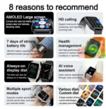 2023 HK9 Ultra Smartwatch Mens Women AMOLED HD Screen Heart Rate Blood Pressure NFC Bluetooth Call Smart Watch For Apple Huawei - Image 4