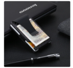 Hot Carbon Fiber Credit Card Holder Wallet New Design Minimalist Rfid Blocking Slim Metal Cardholder Anti Protect Clip For Men