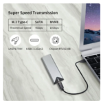 SSK Aluminum M.2 NVME SATA SSD Enclosure Adapter Type C External Case M2 Hard Drive Disk Cover Storage Box Housing for PC Laptop