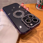 Luxury Electroplated Transparent Case For iPhone 11 12 13 14 15 Pro Max Plus Hollow Out Glitter Bumper Soft Rhinestone Cover