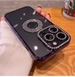 Luxury Electroplated Transparent Case For iPhone 11 12 13 14 15 Pro Max Plus Hollow Out Glitter Bumper Soft Rhinestone Cover