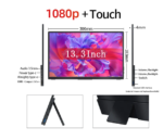 VCHANCE 13.3 Inch 1080p Portable Monitor Touch Screen 100%sRGB HDR Metal Frame Extender Display for Laptop Phone Xbox Switch PS4