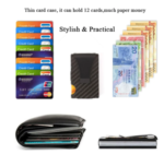 Hot Carbon Fiber Credit Card Holder Wallet New Design Minimalist Rfid Blocking Slim Metal Cardholder Anti Protect Clip For Men - Image 5